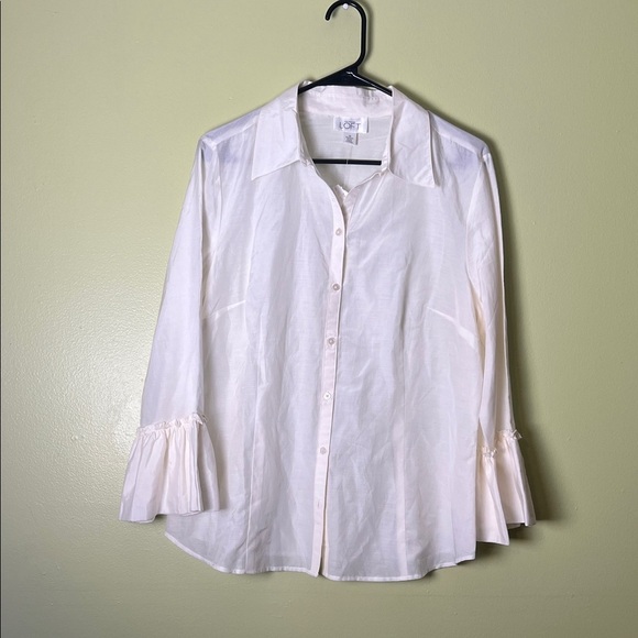 LOFT Tops - LOFT Cream Button Down Shirt with Bell Sleeves